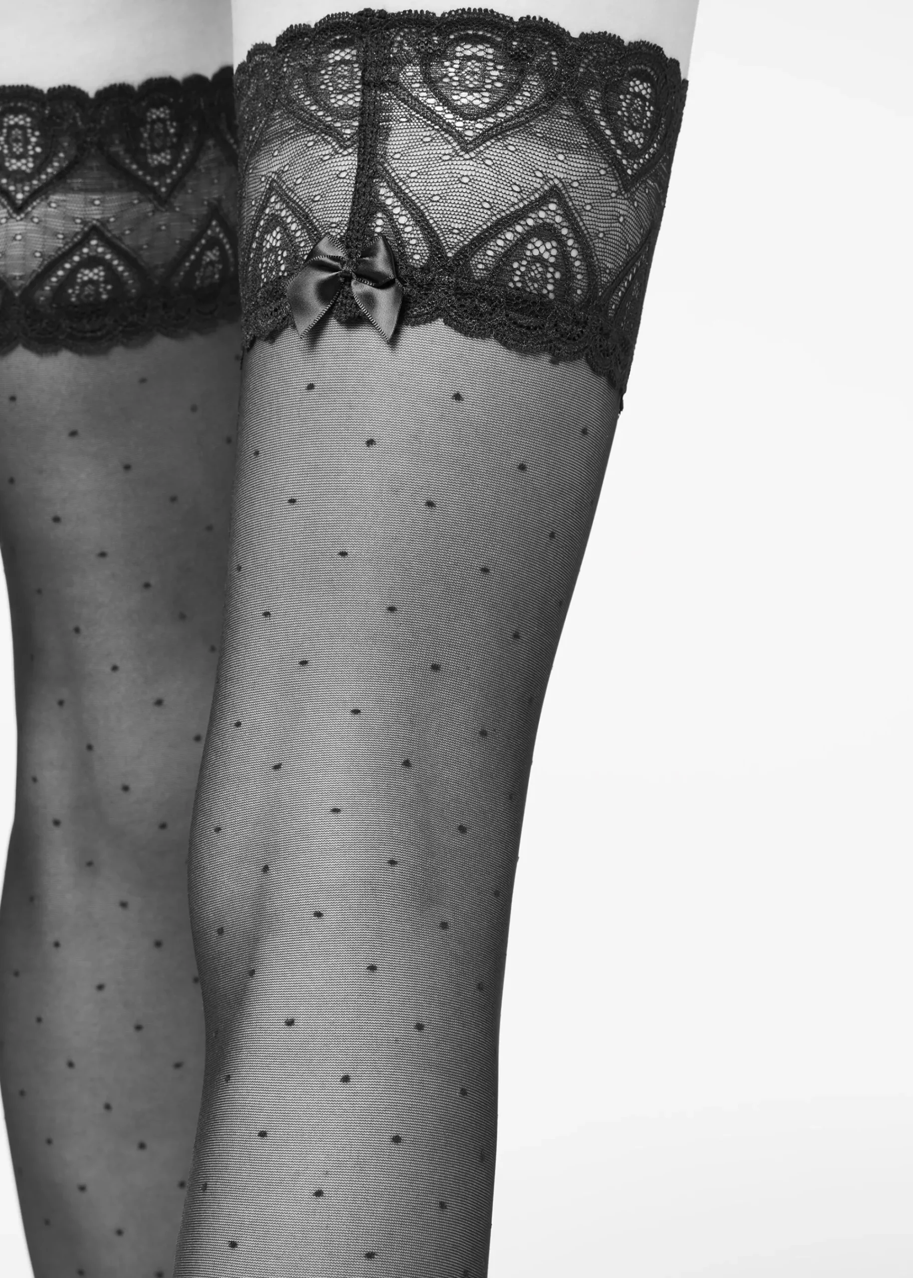 Stockings^Calzedonia 30 Denier Micro Polka Dots Sheer Hold-Ups 019 - Black