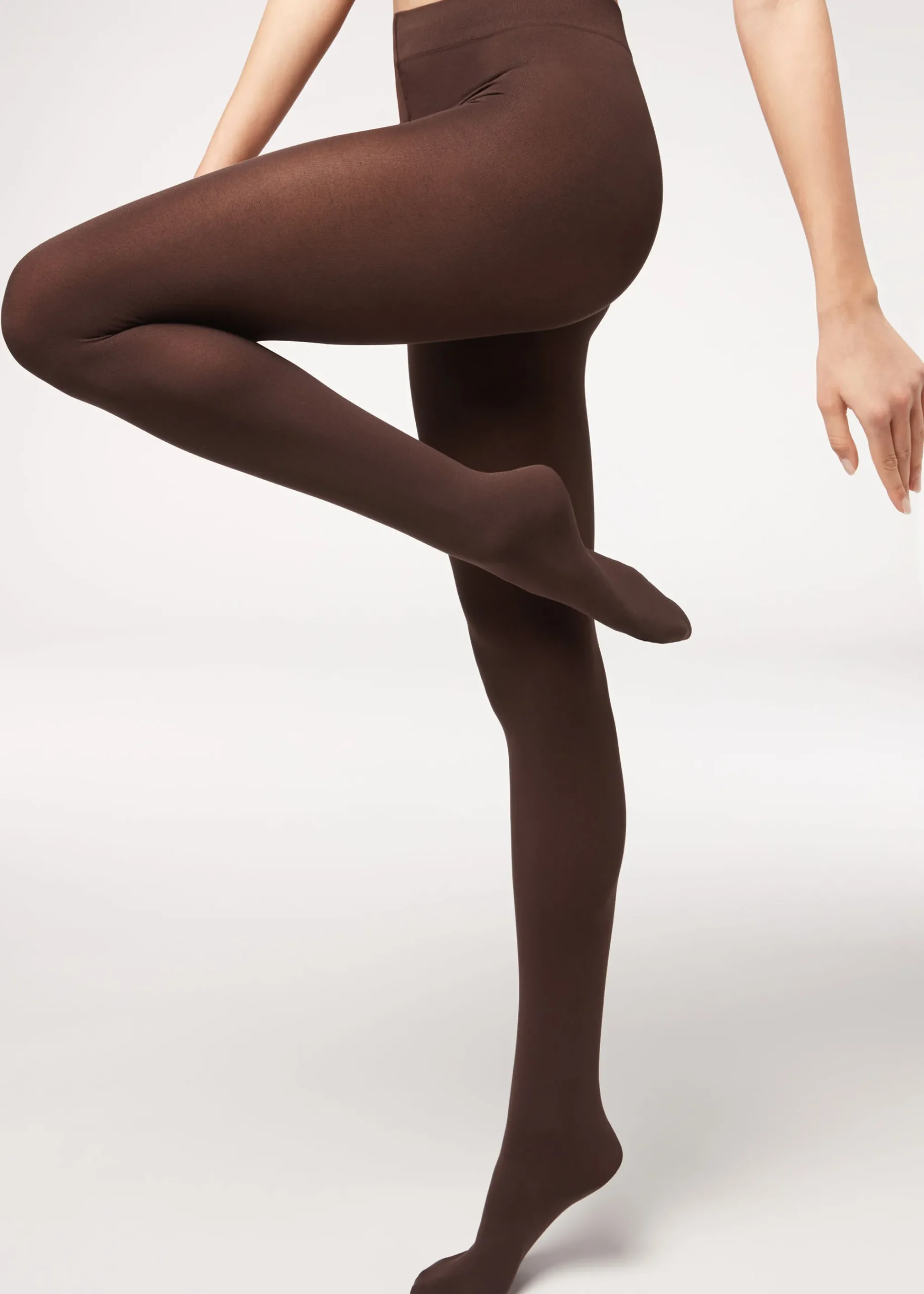 Opaque Tights^Calzedonia 100 Denier Opaque Cotton And Microfibre Tights 848 - Dark Brown