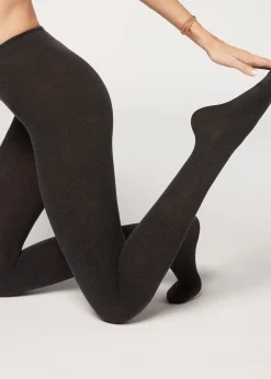 Opaque Tights^Calzedonia 150 Denier Opaque Eco Cotton Tights 4479 - Dark Grey Blend