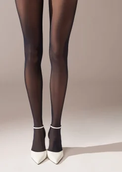 Opaque Tights^Calzedonia 30 Denier Total Comfort Soft Touch Tights 016 - Blue