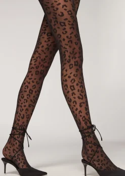 Patterned Tights^Calzedonia Animal Pattern 30 Denier Sheer Tights 5270 - Black Animal Print
