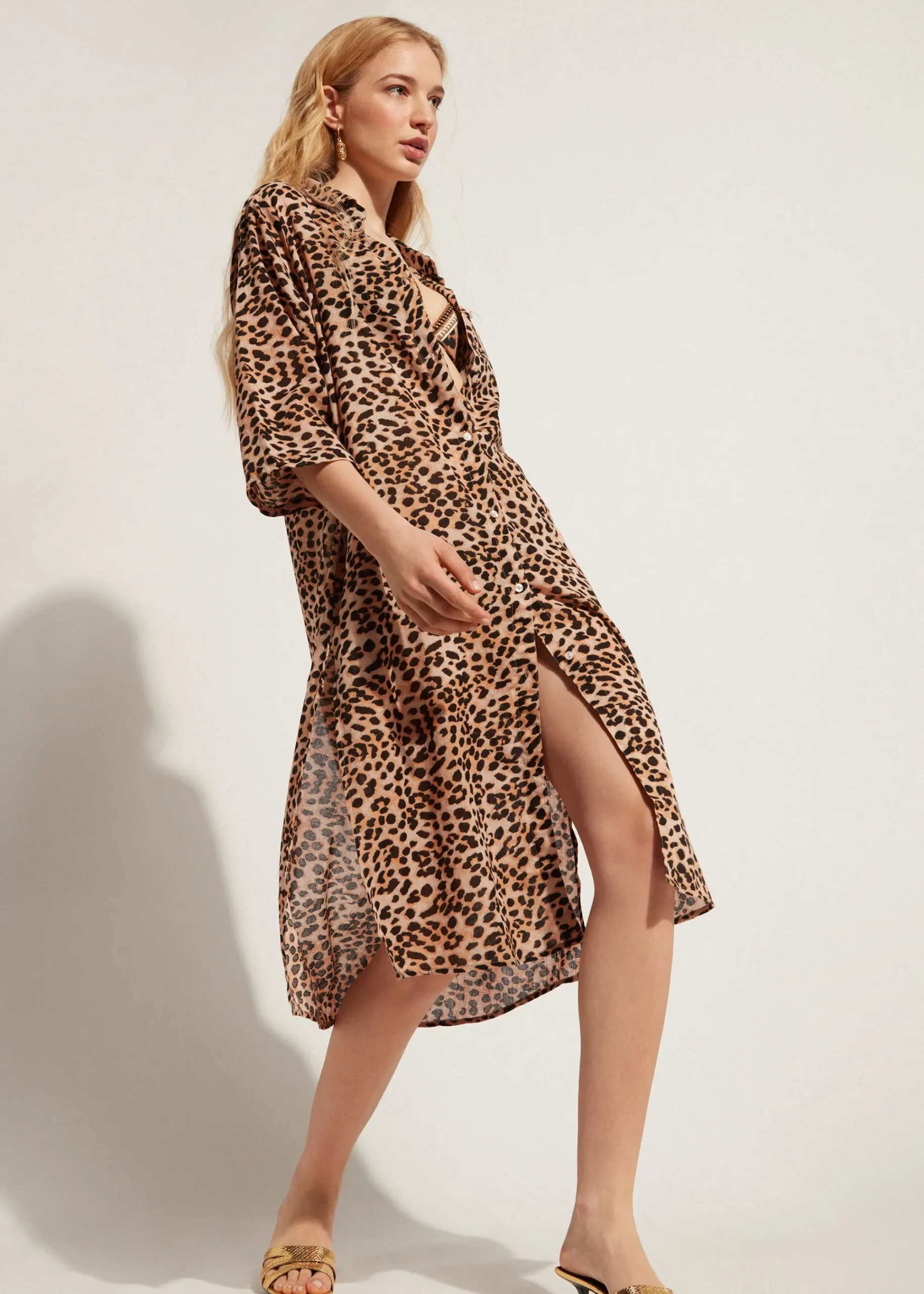 Beachwear^Calzedonia Animal Pattern Midi Shirt 686C - Animal Print