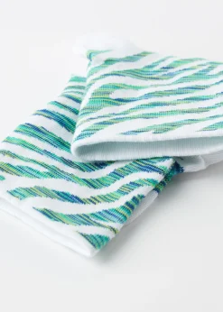 Short Socks^Calzedonia Animal Patterned Short Socks 9644 - Green Zebra