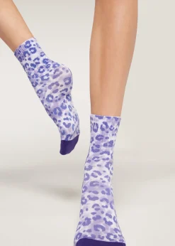 Short Socks^Calzedonia Animal Print Short Socks 9687 - Lilac Animal Print