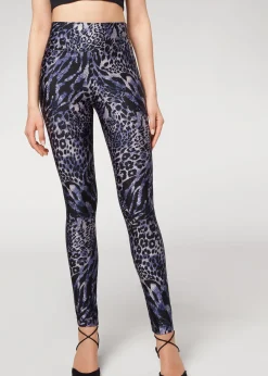 Leggings^Calzedonia Animal Print Sport Shine Leggings 603C - Speckled Blue-Grey