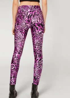 Leggings^Calzedonia Animal Print Sport Shine Leggings 604C - Speckled Cyclamen Pink