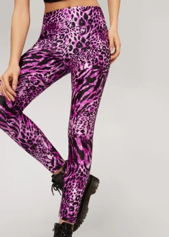 Leggings^Calzedonia Animal Print Sport Shine Leggings 604C - Speckled Cyclamen Pink