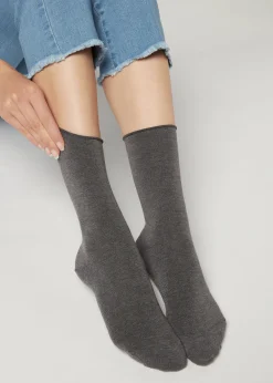 Short Socks^Calzedonia Ankle Socks With Cashmere 042 - Mid Grey Blend