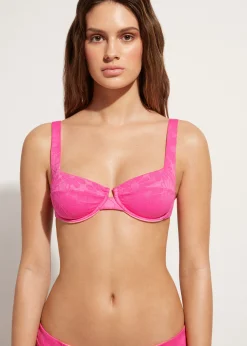 Bikini^Calzedonia Balconette Bikini Top Antibes 639C - Bright Pink Flowers