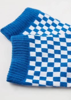Short Socks^Calzedonia Check Pattern Short Socks 9652 - Blue Check