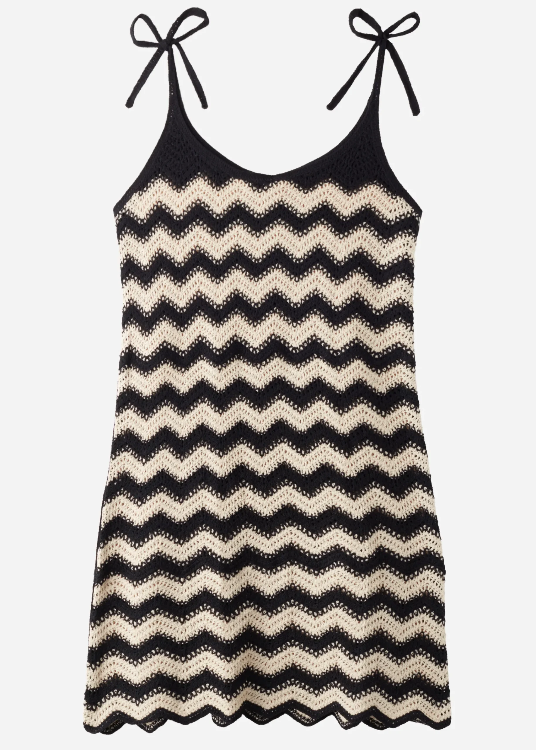 Beachwear^Calzedonia Chevron Pattern Crochet Dress 617C - Black/Light Beige