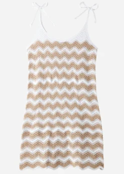 Beachwear^Calzedonia Chevron Pattern Crochet Dress 618C - White/Light Beige