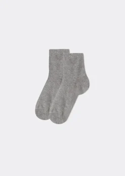 Short Socks^Calzedonia Children's Short Cotton Socks With Fresh Feet Breathable Material 031 - Grey Blend