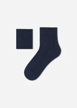 Short Socks^Calzedonia Children's Short Cotton Socks With Fresh Feet Breathable Material 767 - Dark Denim Blue