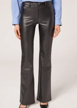 Trousers^Calzedonia Coated Thermal Flare Leggings 019 - Black