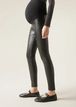 Premaman^Calzedonia Coated-Effect Thermal Maternity Leggings 019 - Black