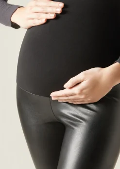 Premaman^Calzedonia Coated-Effect Thermal Maternity Leggings 019 - Black