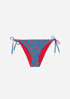 Bikini^Calzedonia Coral Pattern Tie Bikini Bottoms Bali 653C - Orange Coral