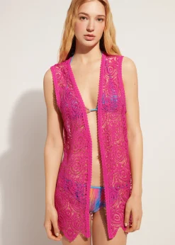 Beachwear^Calzedonia Crochet Gilet 614C - Bright Pink