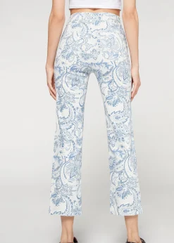Trousers^Calzedonia Cropped Flared High Waist Jeans 5222 - Paisley Print