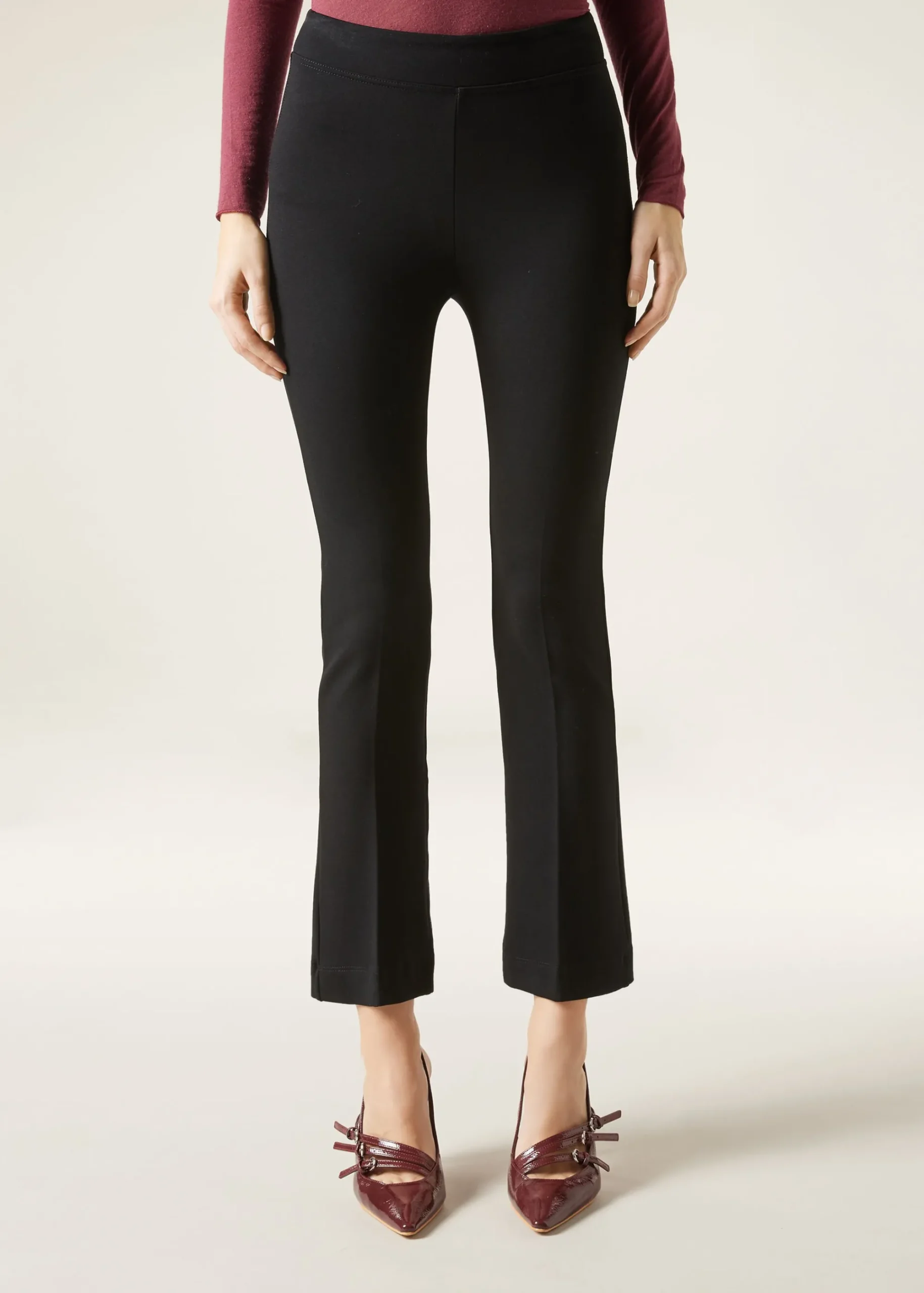 Trousers^Calzedonia Cropped Flared Leggings 019 - Black
