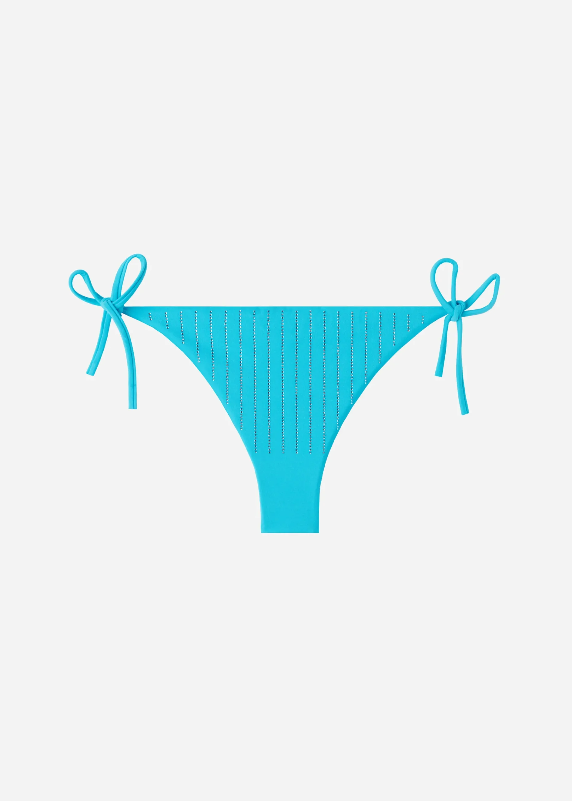 Bikini^Calzedonia Diamante Tie Brazilian Bikini Bottoms Shanghai 626C - Turquoise Green Rhinestone