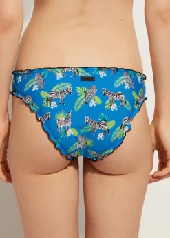 Bikini^Calzedonia Double Face Bikini Bottoms Cancun 693C - Blue Zebra