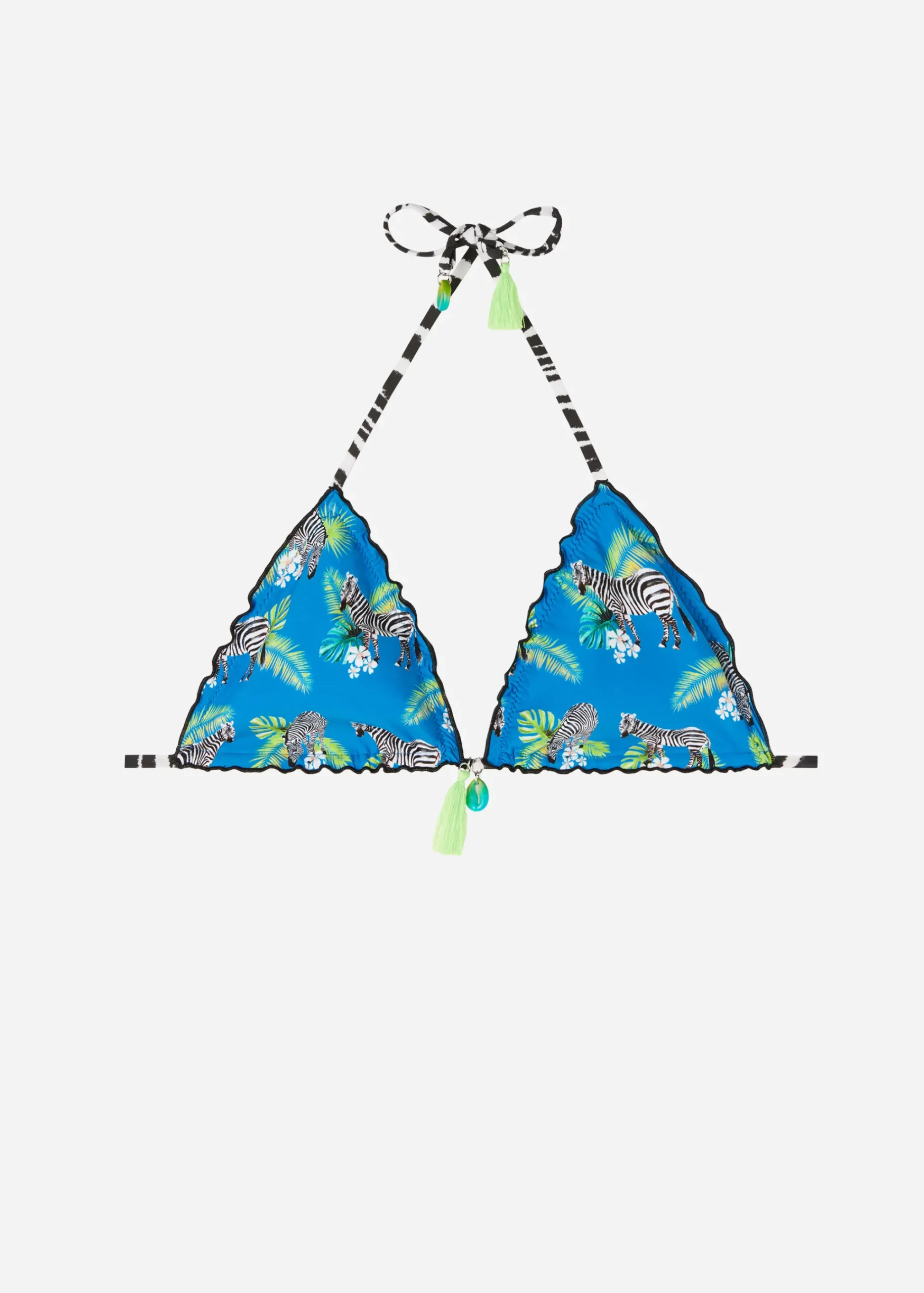 Bikini^Calzedonia Double Face Padded Triangle Bikini Top Cancun 693C - Blue Zebra