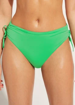 Bikini^Calzedonia Drawstring High-Waisted Bikini Bottoms Indonesia 615C - Shiny Green
