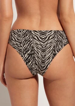 Bikini^Calzedonia Drawstring High-Waisted Bikini Bottoms Nairobi 684C - Wild Stripes