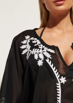 Beachwear^Calzedonia Embroidery And Passementerie Kimono Kaftan 06 - Black