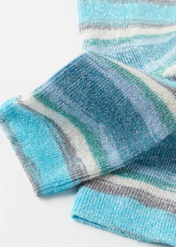 Short Socks^Calzedonia Faded Striped Short Socks With Glitter 9690 - Faded Blue Glitter