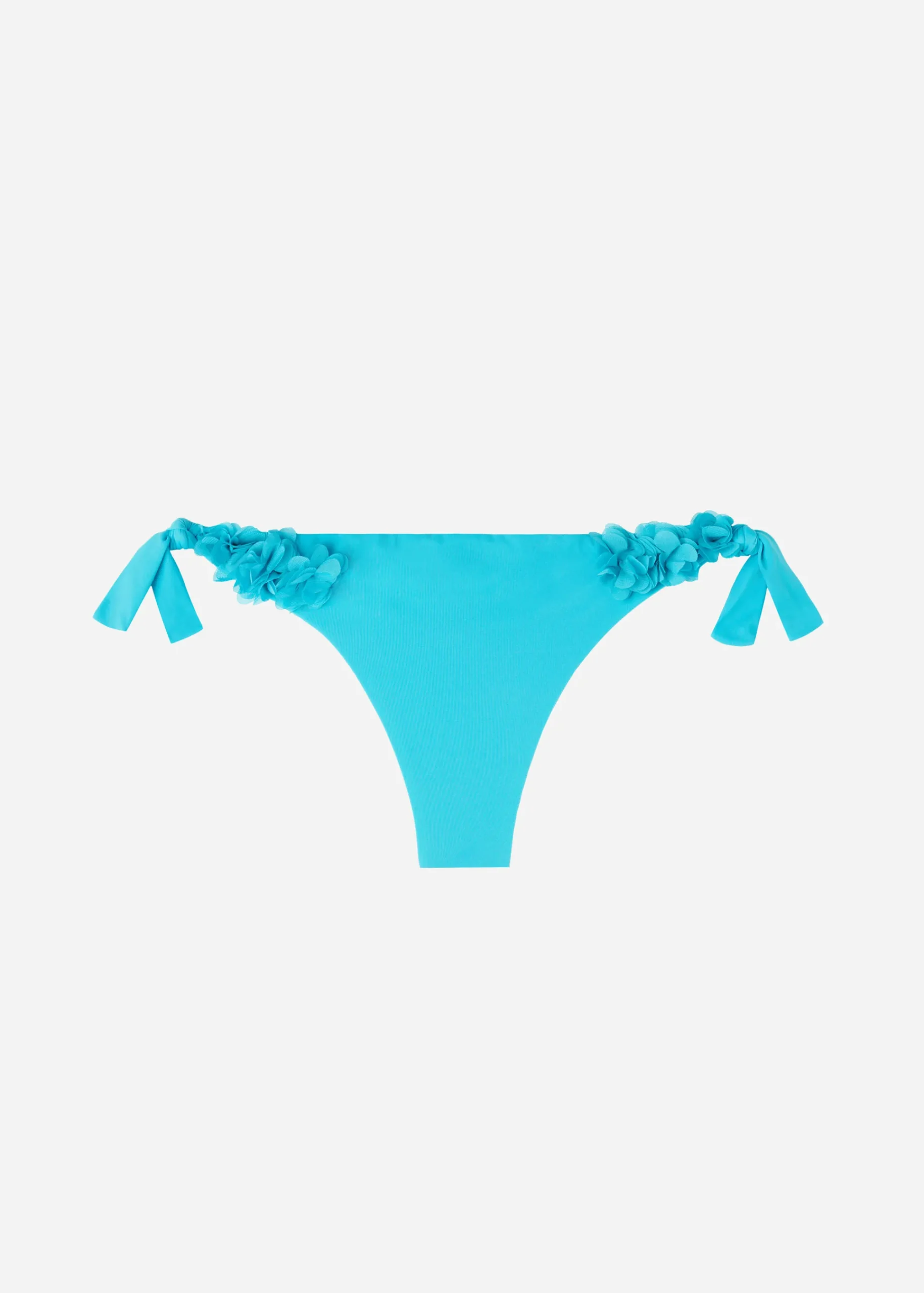 Bikini^Calzedonia Floral Bow Brazilian Bikini Bottoms Honolulu 708C - Turquoise Green Flowers