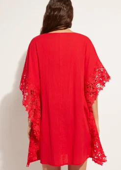 Beachwear^Calzedonia Floral Macrame Lace Kaftan 645C - Summer Red