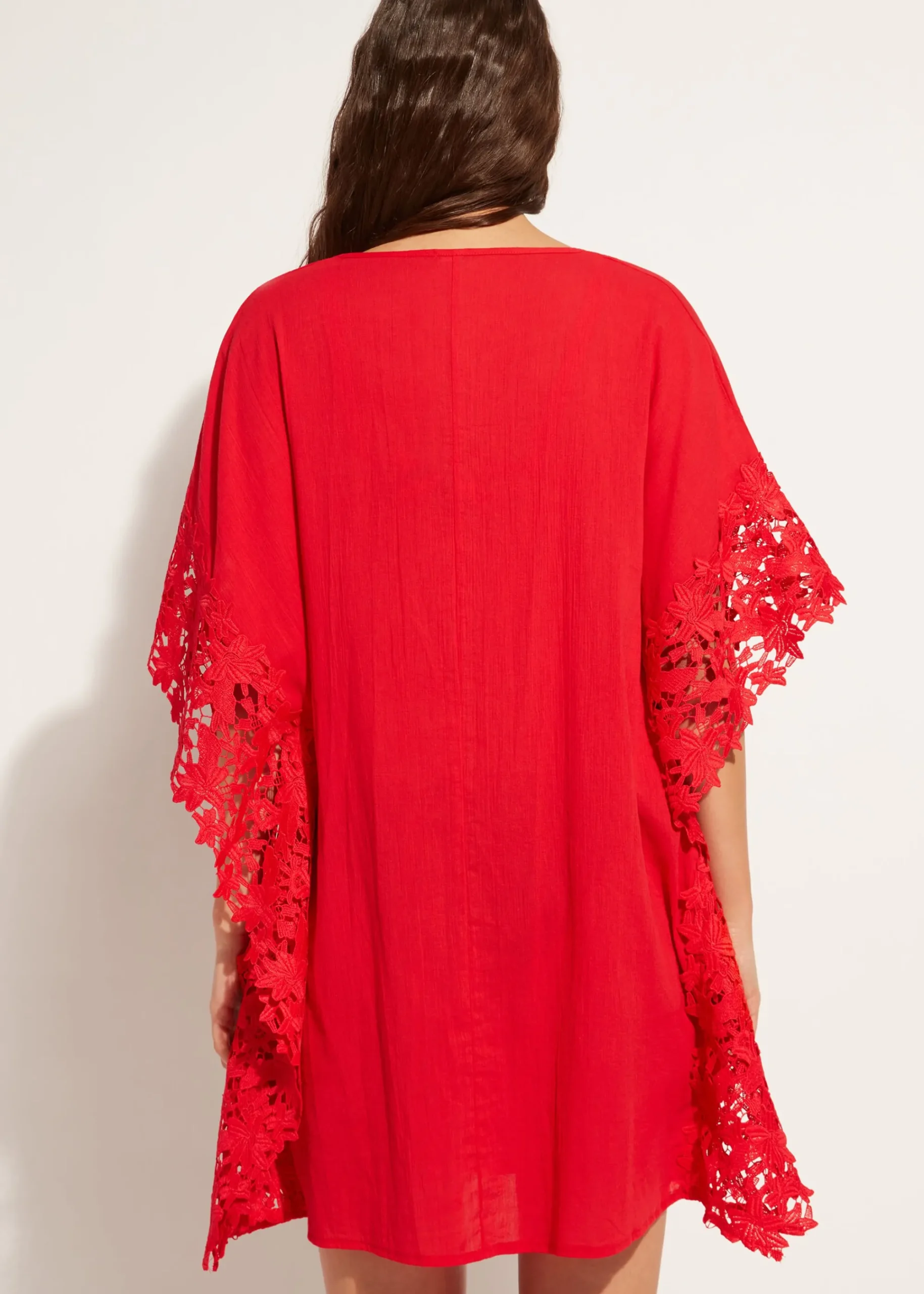 Beachwear^Calzedonia Floral Macrame Lace Kaftan 645C - Summer Red
