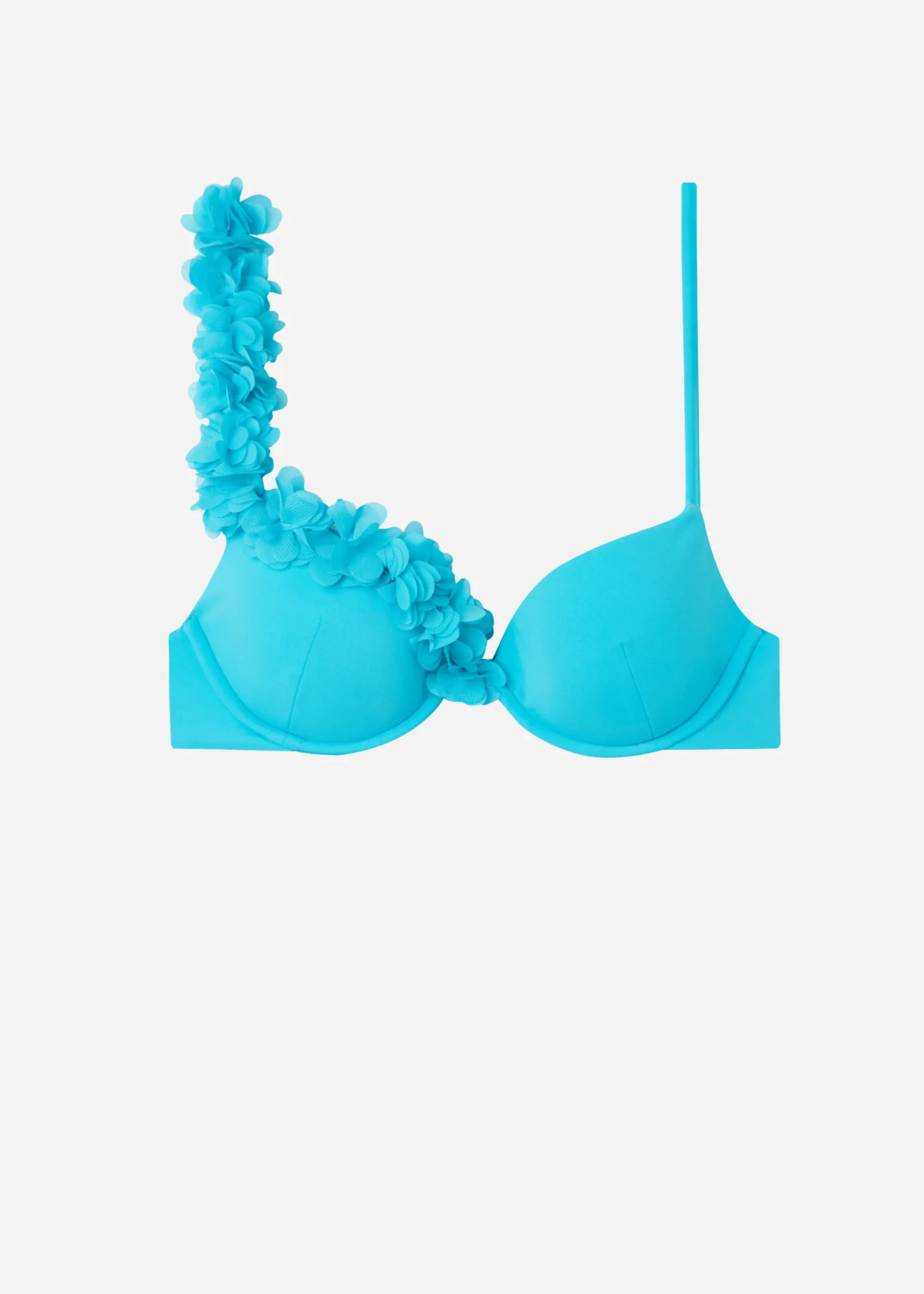 Bikini^Calzedonia Floral Padded Push-Up Bikini Top Honolulu 708C - Turquoise Green Flowers