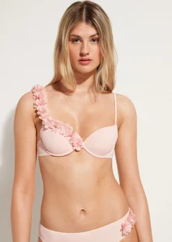 Bikini^Calzedonia Floral Padded Push-Up Bikini Top Honolulu 698C - Pink Flowers
