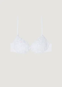 Bikini^Calzedonia Floral Padded Push-Up Bikini Top Parigi 709C - White Roses