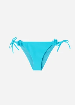 Bikini^Calzedonia Floral Tie Bikini Bottoms Honolulu 708C - Turquoise Green Flowers