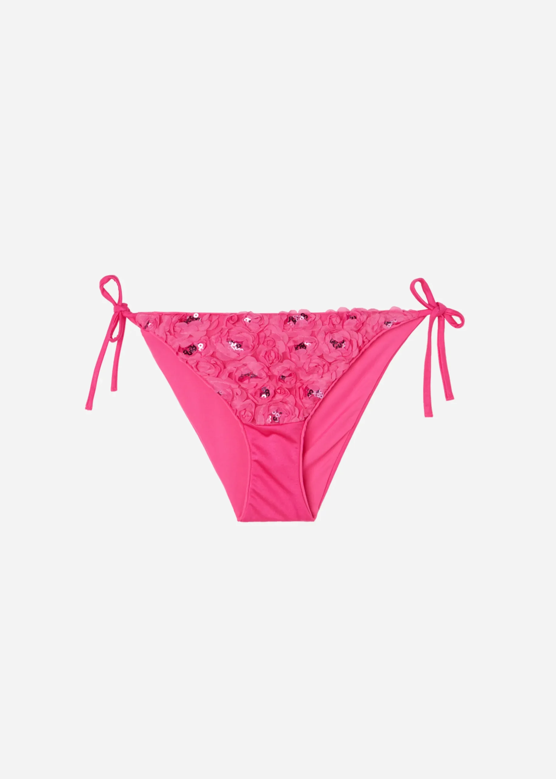 Bikini^Calzedonia Floral Tie Bikini Bottoms Parigi 710C - Pink Roses