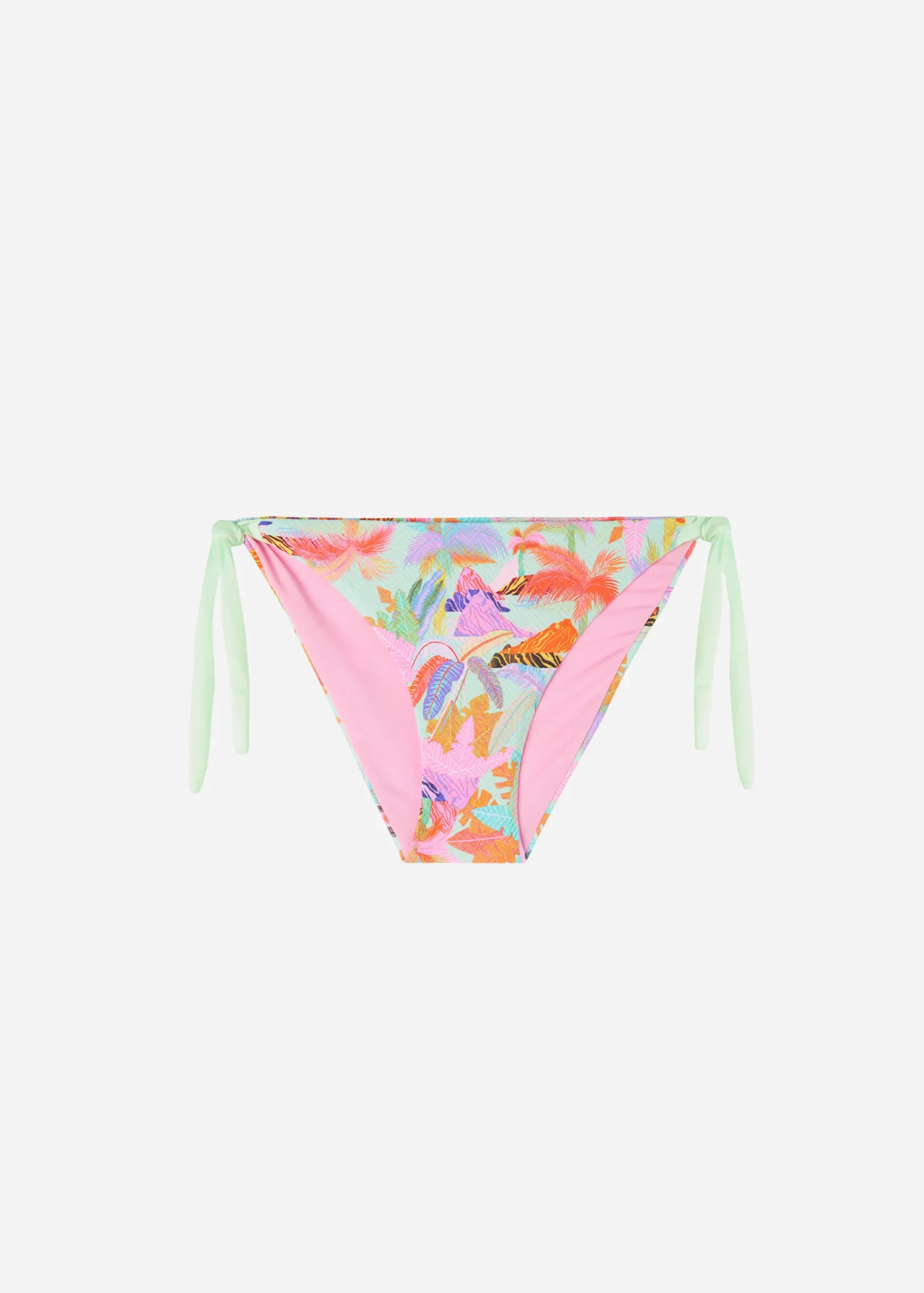 Bikini^Calzedonia Foliage Bow Bikini Bottoms Tahiti 637C - Neon Jungle