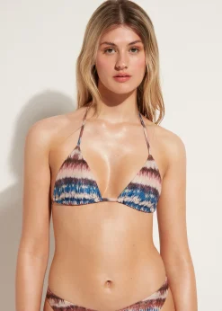 Bikini^Calzedonia Formentera Triangle Bikini Top With Removable Padding 689C - Tie Dye Lame