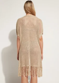 Beachwear^Calzedonia Fringed Gold Mesh Gilet 560C - Gold