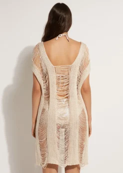 Beachwear^Calzedonia Fringed Short Kaftan 471C - Natural Ecru