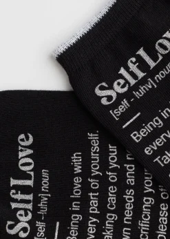Short Socks^Calzedonia Girl Power Print Short Socks 9759 - Black Girl Power Self Love