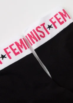 Short Socks^Calzedonia Girl Power Print Short Socks 9760 - Black Girl Power Feminist
