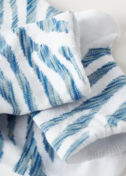 Short Socks^Calzedonia Girls' Animal Print Short Socks 9646 - Blue Zebra