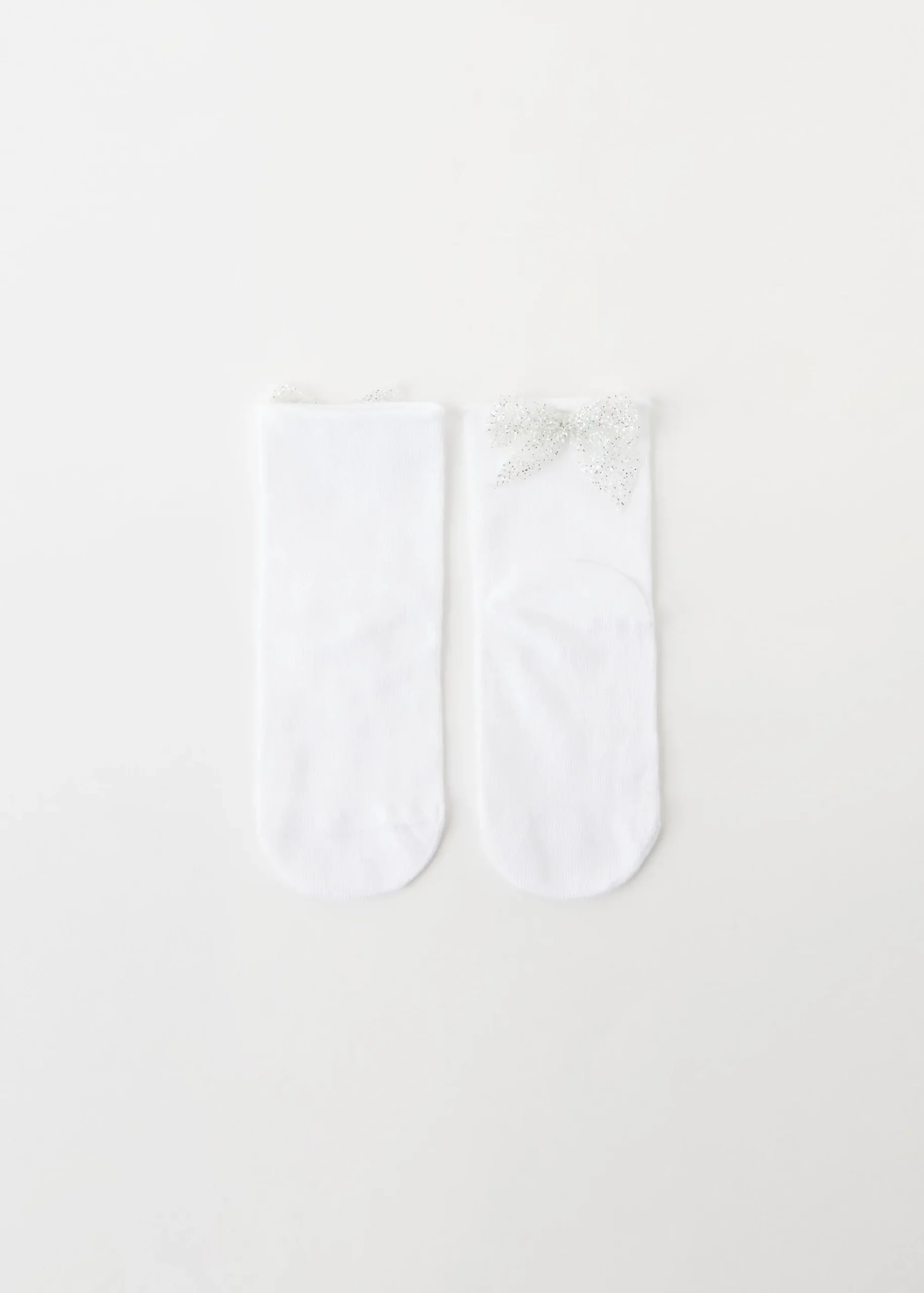 Short Socks^Calzedonia Girls' Glitter Bow Short Socks 9752 - White Bow Applique