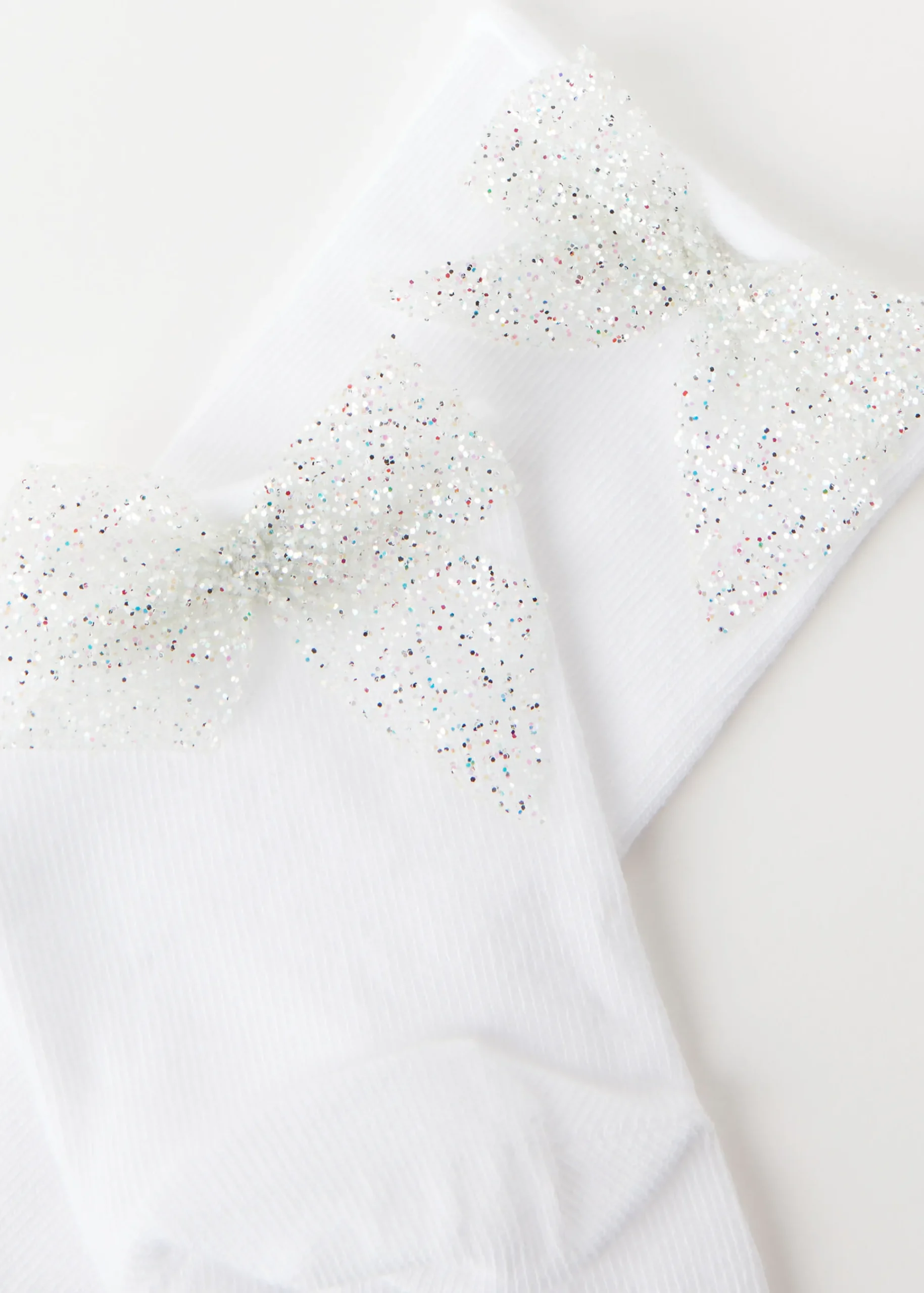 Short Socks^Calzedonia Girls' Glitter Bow Short Socks 9752 - White Bow Applique