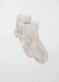 Short Socks^Calzedonia Girls' Glitter Short Socks 9749 - Ivory Glitter